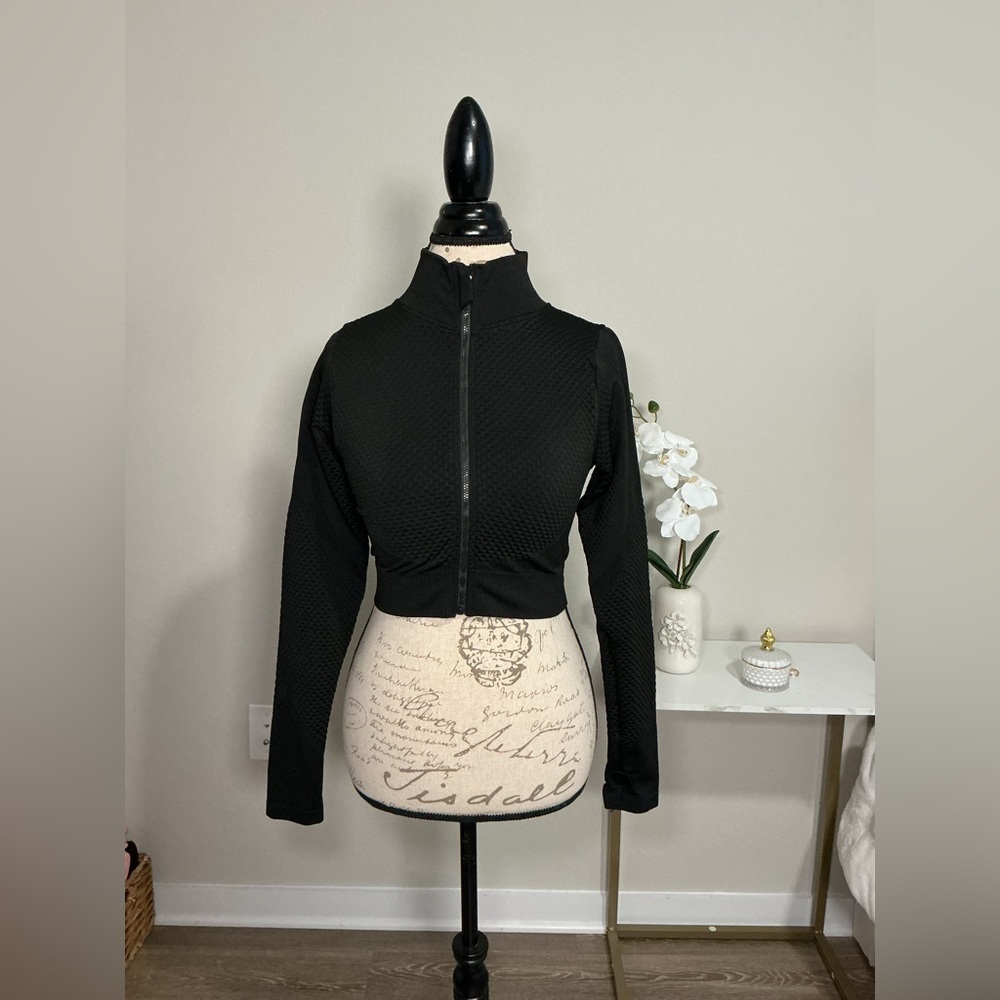 Black Cropped Zip-Up Jacket
